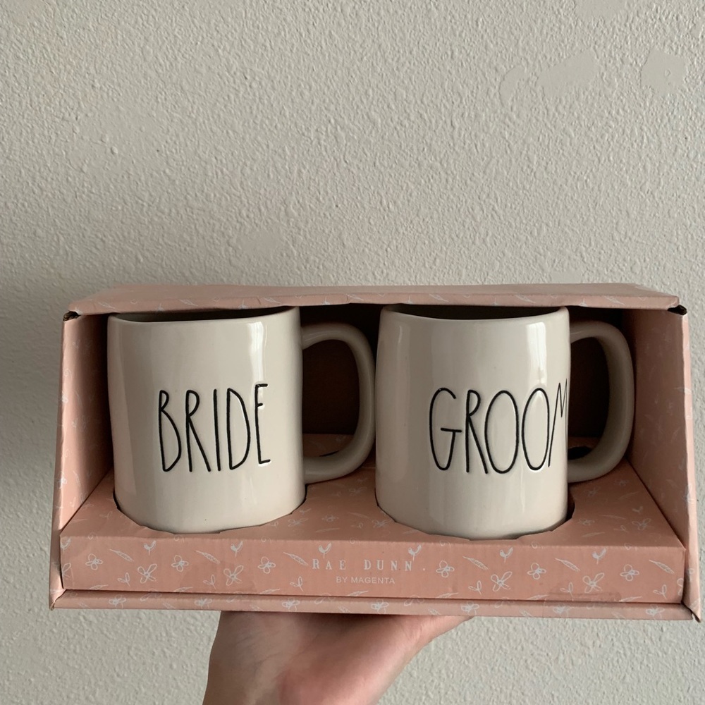 Rae Dunn bride and groom mug set